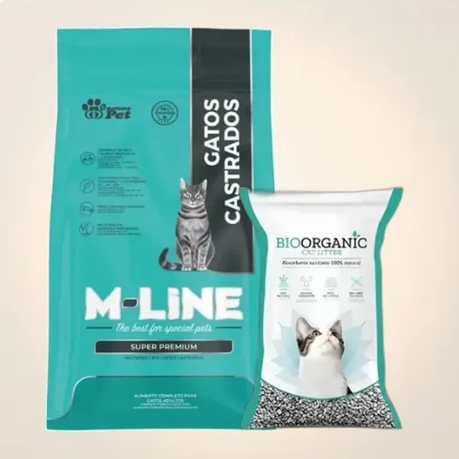 M-LINE Gato castrado 10 kg + Piedra ORRGANICAT 7 kg